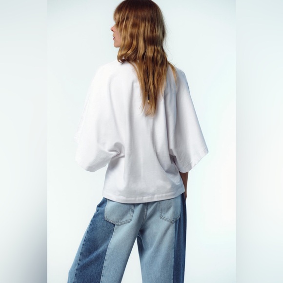 ZARA Cape Sleeve t-shirt Sz L NWT - Picture 9 of 9